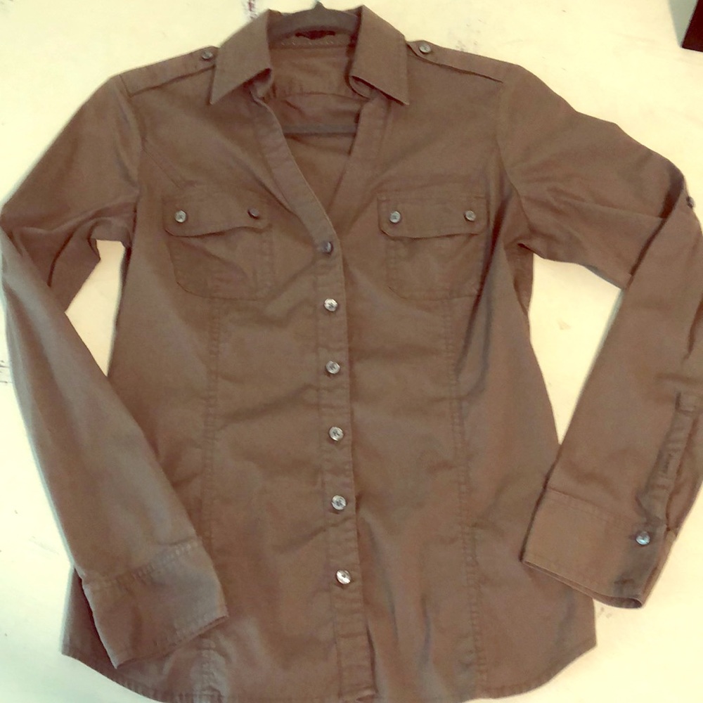 Olive button down shirt